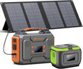 Portable Power Station with Foldable 40W Solar Panel, 300W Solar Powered Generator with Panels,110V AC Outlet Camping Solar Power Bank Generators Battery Pack for Laptop Home RV Outdoor Power Outage