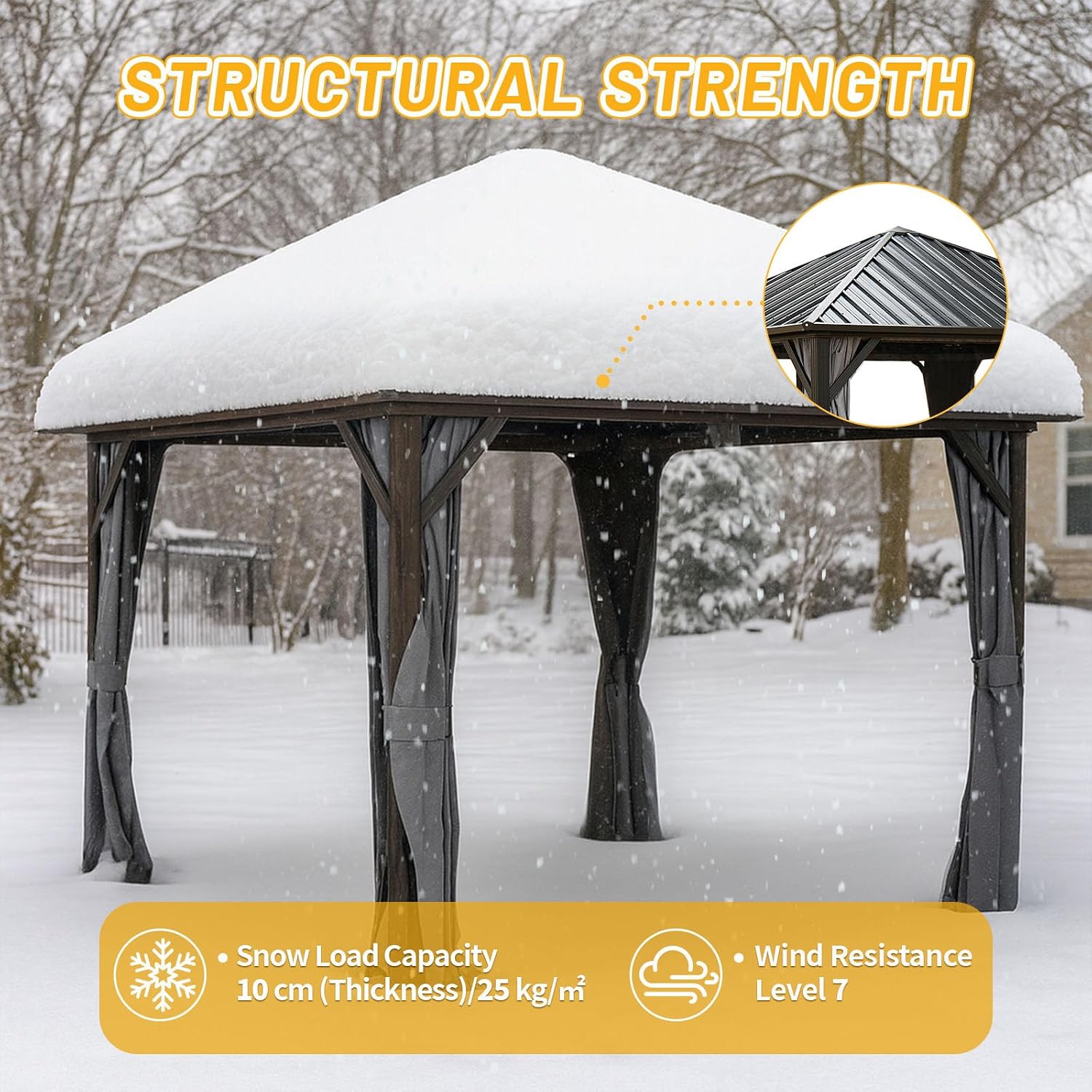 10x10 Hardtop Aluminum Gazebo, Outdoor Metal Gazebo with Netting & Curtains - Heavy Duty Iron Roof for Patios, Waterproof & Snow Load Resistant (Single Hardtop Gazebo)