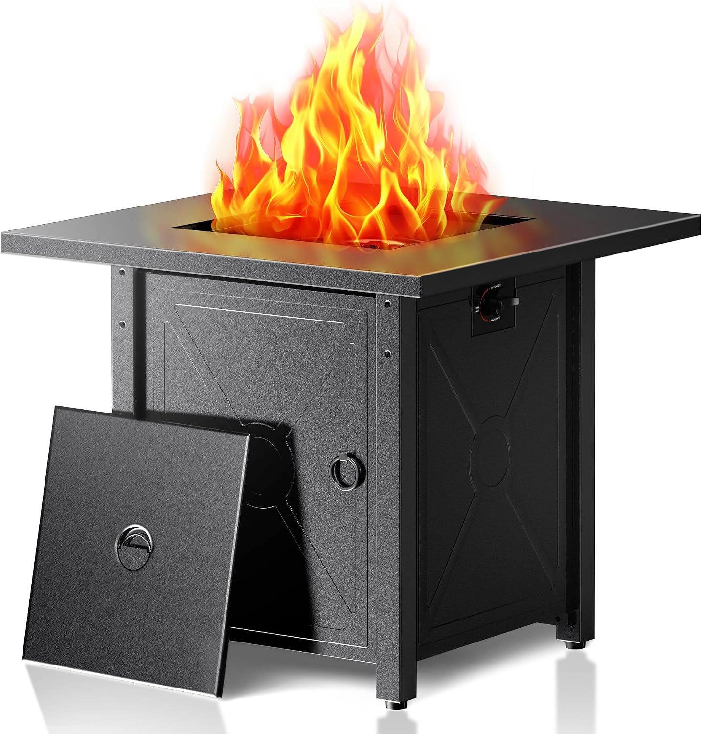 Electactic 28 Inch Propane Fire Pit, 3-in-1 Multi-Use Outdoor Fire Pit Table, 50,000 BTU Steel Gas Fire Pit with Lid & Lava Rock, Add Warmth and Ambience for Patio Deck Garden, Outdoor Gatherings