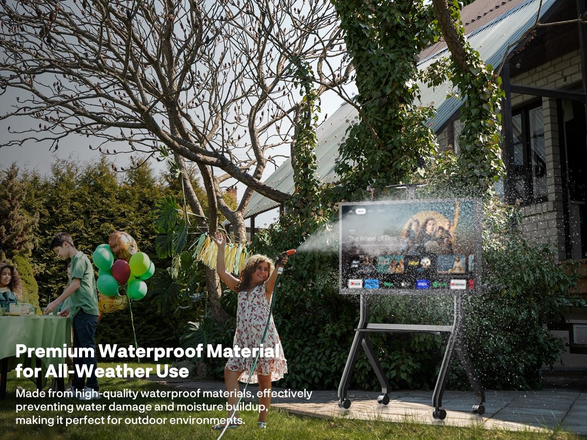 SYLVOX Pool Pro 2.0 55' Outdoor TV Bundle with Rolling TV Cart Stand – 2000 Nits, 4K UHD, IP55 Waterproof, Dolby Atmos, Google TV, Full Sun Visibility, Mobile All-Weather Entertainment Solution