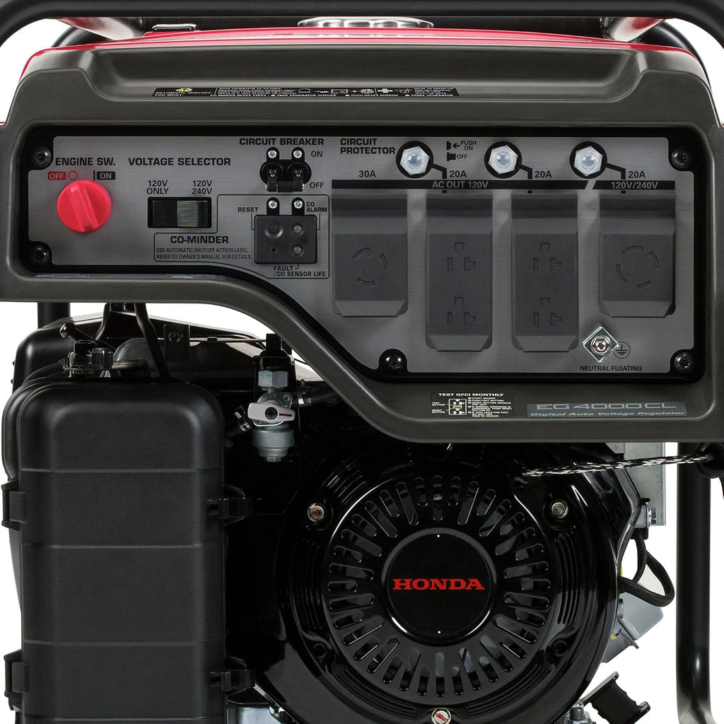 Honda EG4000 4000 Watt Generator, 120/240V Gas Powered Backup Generator for Home and Larger Equipment, Up to 14.8 Hour Run Time (EG4000CLAN)