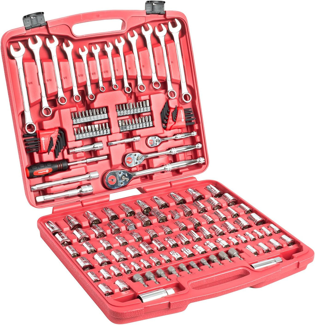 Great Neck GN175 175 Piece Mechanic's Tool Set, Mechanic Tool Kit, SAE And Metric Tool Set, Mechanical Tool Set, Auto Tool Set, Tool Box Set