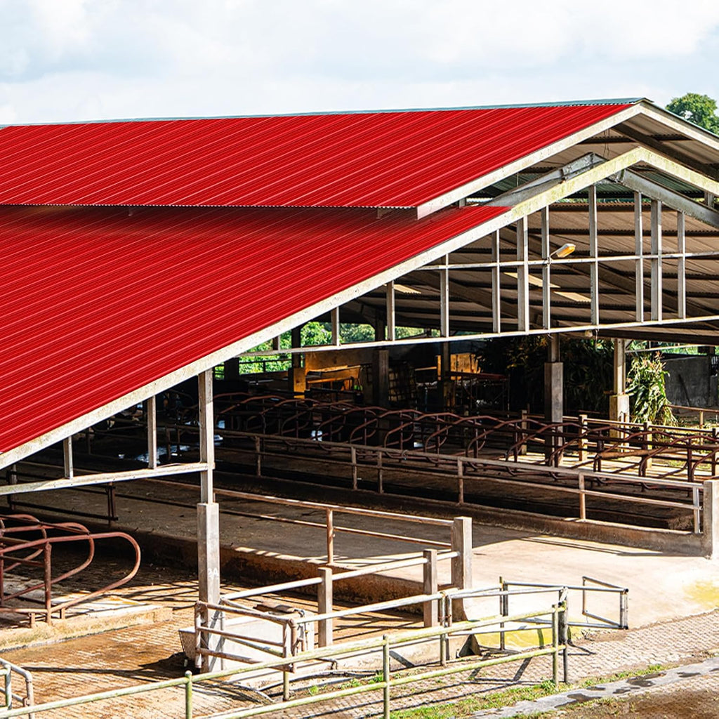 13 Pack PPGI Metal Roofing Panels, 66' x 36', 28 Gauge, 214 Sq. Ft. Coverage, Prepainted Galvanized Steel Sheets for Residential, Commercial, Pergolas, Gazebos, Fencing, and Patio Roofs（Red）