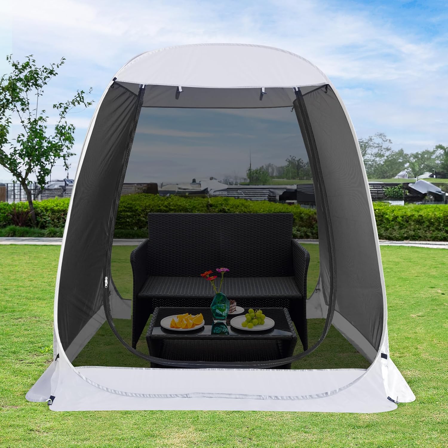 Alvantor 6'x 6' Pop Up Screen House Tent, Instant Outdoor Gazebo with Mosquito Netting & UPF 50+ Sun Protection, Portable Canopy Shelter for Patio, Backyard, Camping (Fits 2-3 Adults),Gray