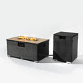 32in Gas Fire Pit Table Set, 50,000 BTU Propane Fire Pit Table Outdoor with Rain Cover, Hideaway Tank Holder Fits 20lb Tank, Gas Fire Pit for Outside w/Ceramic Tabletop and lid, Glass Rocks.
