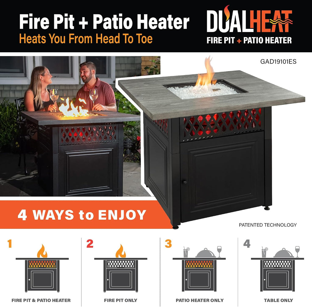 Endless Summer DualHeat Dakota 38' Fire Pit | Dual Heat 2-in-1 Propane Fire Pit & Outdoor Heater | 41,000 Total Combined BTU