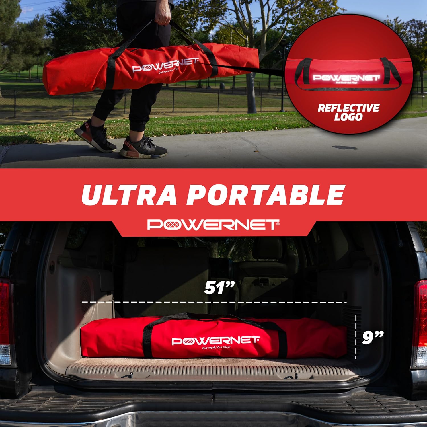 PowerNet Soccer Goal for Backyard, 3Mx2M / 6x4 / 8x4 / 12x6 / 14x7 /18.5x6.5 / 21x7 / 24 x 8 Portable Soccer Net, Sports & Outdoors Training Equipment, Quick Setup 1 Goal & Zipper Storage Bag