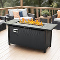 OVIOS 54 Inch Outdoor Patio Fire Pit Table, 50,000 BTU Heater Metal Steel Frame Propane Firepits with Ceramic Tabletop, Waterproof Cover, Lid, Lava Rock, Rectangular, Black