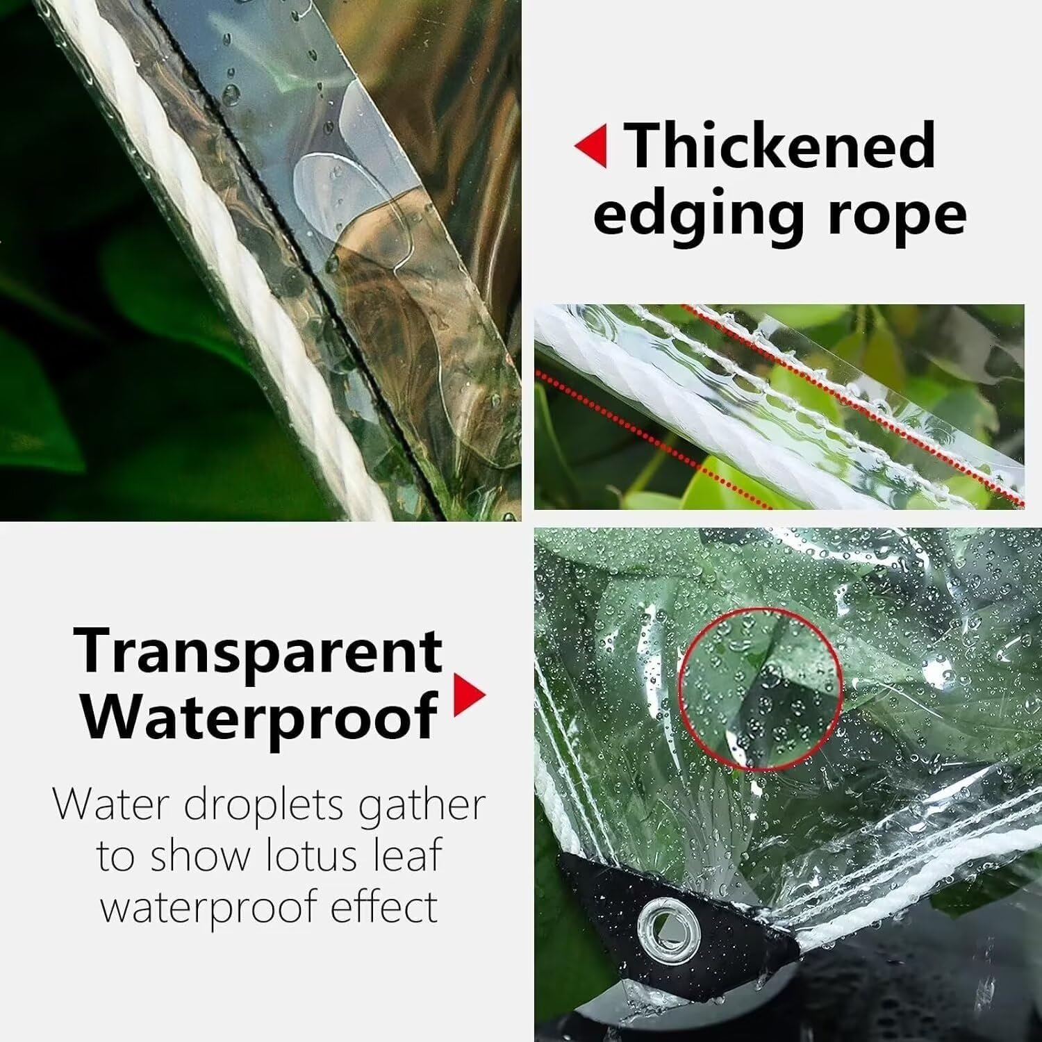 Clear Tarps with Grommets 14 Mil Clear PVC Tarp 400g/m² Thickened Tear Resistant, for Camping, Plants Greenhouse, Cars, Patio (8' X 20')