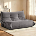 HABUTWAY Bean Bag Chairs Fireside Lazy Floor Sofa, Soft Teddy Fleece 2 Seater Sofa with High-Resilience Foam Filling，Beanbag for Living Room, Bedroom, Office (Dark Grey Teddy)