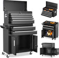 INTERGREAT 8-Drawers Rolling Tool Chest, Assembled Tool Chest with Wheels, Detachable Top Tool Box, Tool Cabinet for Repair Room,Warehouse, Rolling Tool Box with Hooks,Tray Divider,Liners(Black)