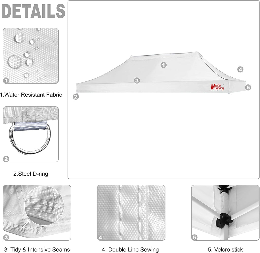 MASTERCANOPY Replacement Top Pop Up Top (10x20, White)