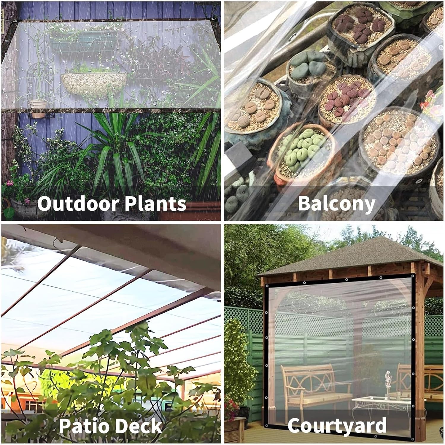 Outdoor Garden Poly Cover UV Resistant Deck Porch Patio Gazebo Curtains Camping, 13x31 FT Clear Tarp Clear Tarps with Grommets, Clear PVC Vinyl Tarp Waterproof Heavy Duty