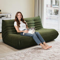 3 Seat Oversized Bean Bag Chairs for Adults, Memory Foam Fireside Beanbag Couch, Comfy Bean Bag Lounger Lazy Sofa for Living Room, Bedroom, Playroom, Green