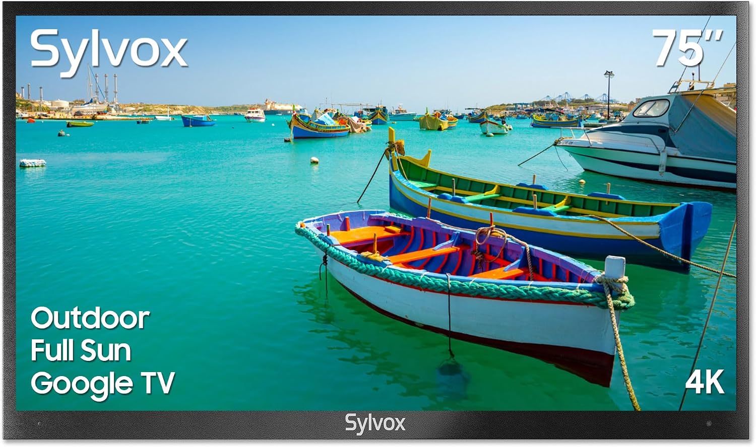 SYLVOX New 75' Outdoor Smart TV, Superior Waterproof Performance, Upgraded Matte Finish for Enhanced Anti-Glare Effect, Full Metal, with Dolby Atmos, 2000nits, Full Sun Pool Pro 3.0+ Series