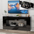 High Gloss TV Stand with 2 Large Drawers & Push-Open Doors - High Gloss Modern TV Console Storage Cabinet for Living Room, Office