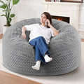 HABUTWAY 5FT Bean Bag Chair,Giant Bean Bag Chairs for Adults,Big Bean Bags with Memory Foam Filled, Large Beanbag Chairs with Chevron Plush Cover-Grey