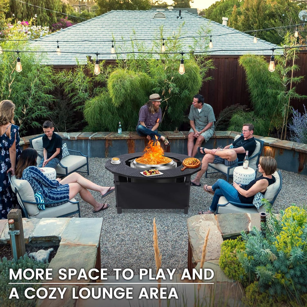 40 in Fire Pit Surround Tabletop for Solo Stove Bonfire and Ranger Wood Burning, Powder-Coated Steel Tabletop for Solo Stove Bonfire Accessories, 24 in Inner, Fits Most Wood Burning Fire Pit.