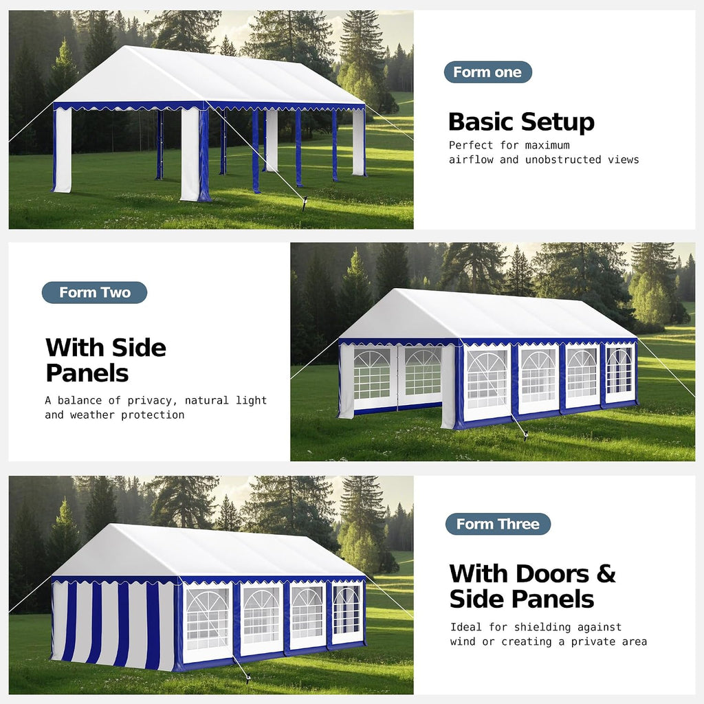 MFSTUDIO 13'x26' Party Tent, Outdoor Heavy Duty Party Tents with Removable Sidewalls, Large Canopy Tent Shelter for Outdoor Events Wedding Birthday, Blue
