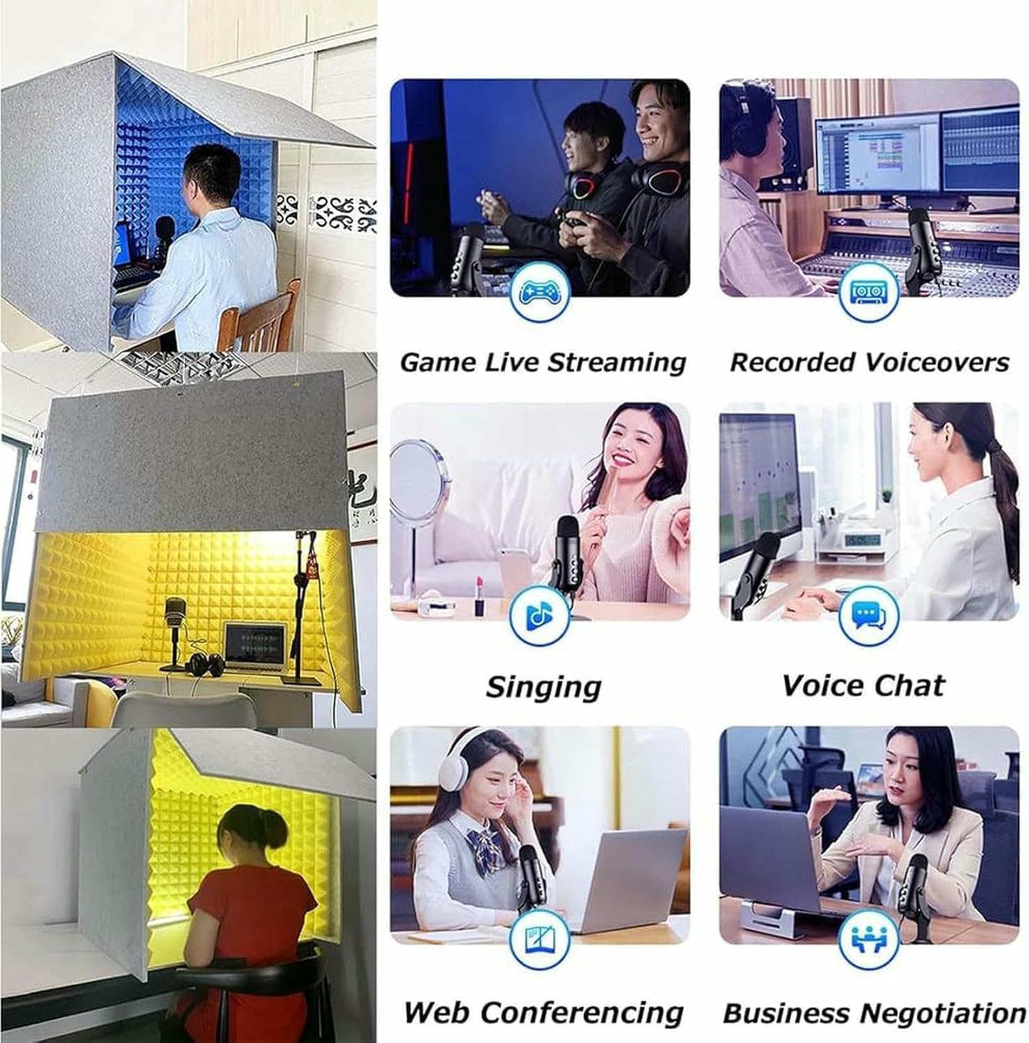 Desktop Self Made Sound Vocal Booth, Portable Recording Studio Isolation Shield Box, Soundproof Cover for Microphone Singing Gaming and Broadcasting