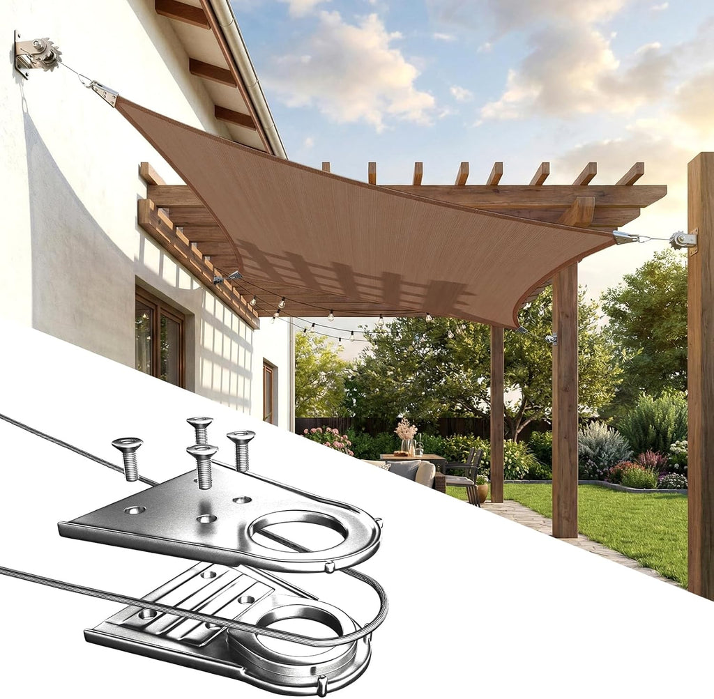 ColourTree Super Ring 12' x 28' Brown Customized Size Sun Shade Sail,Commercial Grade UPF50 Canopy Structure, Reinforced Corners & Edges, 260 GSM Fabric Heavy Duty -5 Years Warranty