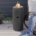 COSIEST Outdoor Propane Fire Pit Table w Compact Ledgestone 11-inch Round Graphite Base, Certified, 40,000 BTU, Free Lava Rocks, Touch-up Pen, Fits 20lb (Black)