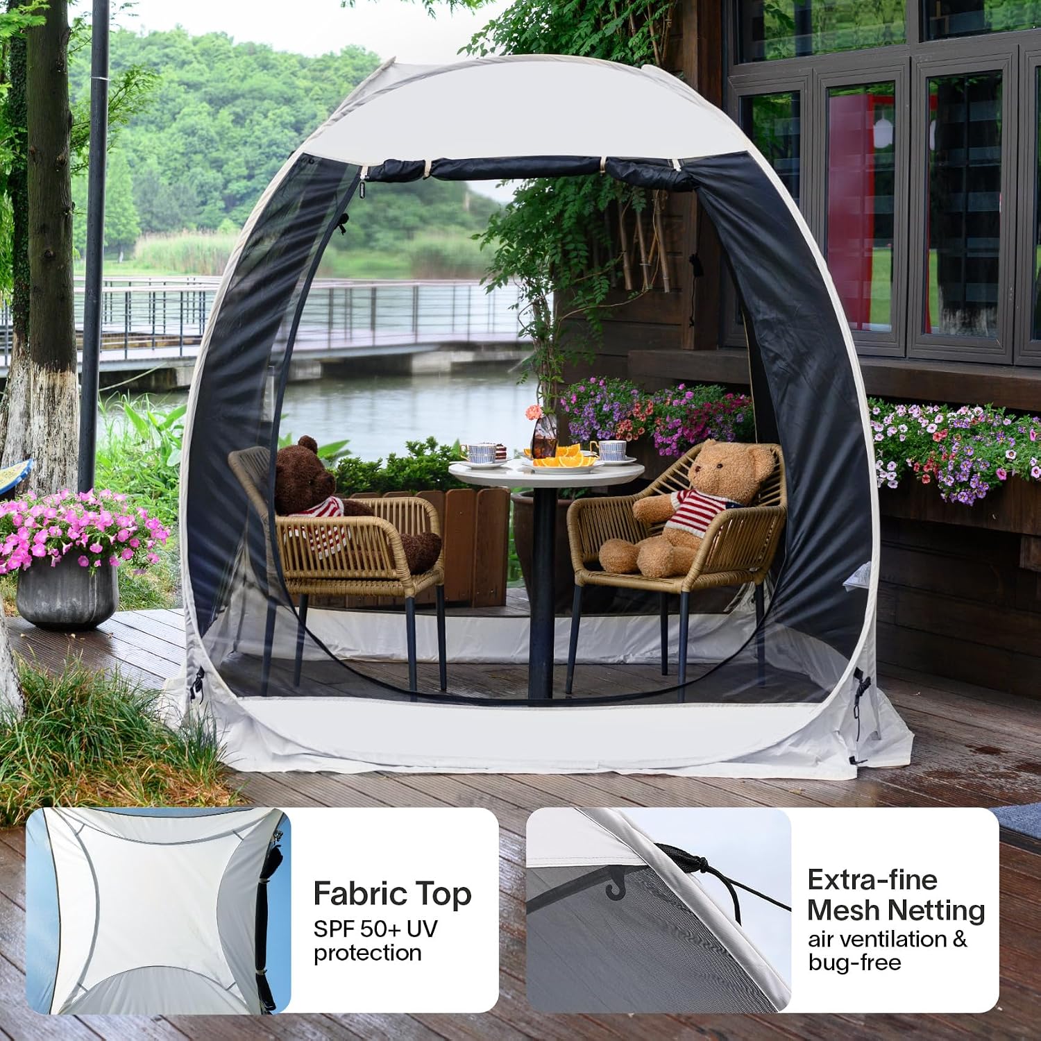 Alvantor 6'x 6' Pop Up Screen House Tent, Instant Outdoor Gazebo with Mosquito Netting & UPF 50+ Sun Protection, Portable Canopy Shelter for Patio, Backyard, Camping (Fits 2-3 Adults),Gray