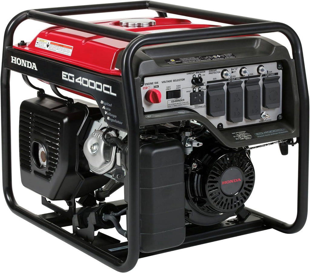 Honda EG4000 4000 Watt Generator, 120/240V Gas Powered Backup Generator for Home and Larger Equipment, Up to 14.8 Hour Run Time (EG4000CLAN)
