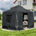 Domi 10'x10' Universal Winter Gazebo Cover - All Season Waterproof Enclosed Cover with Sidewalls and Mesh Windows, Gray