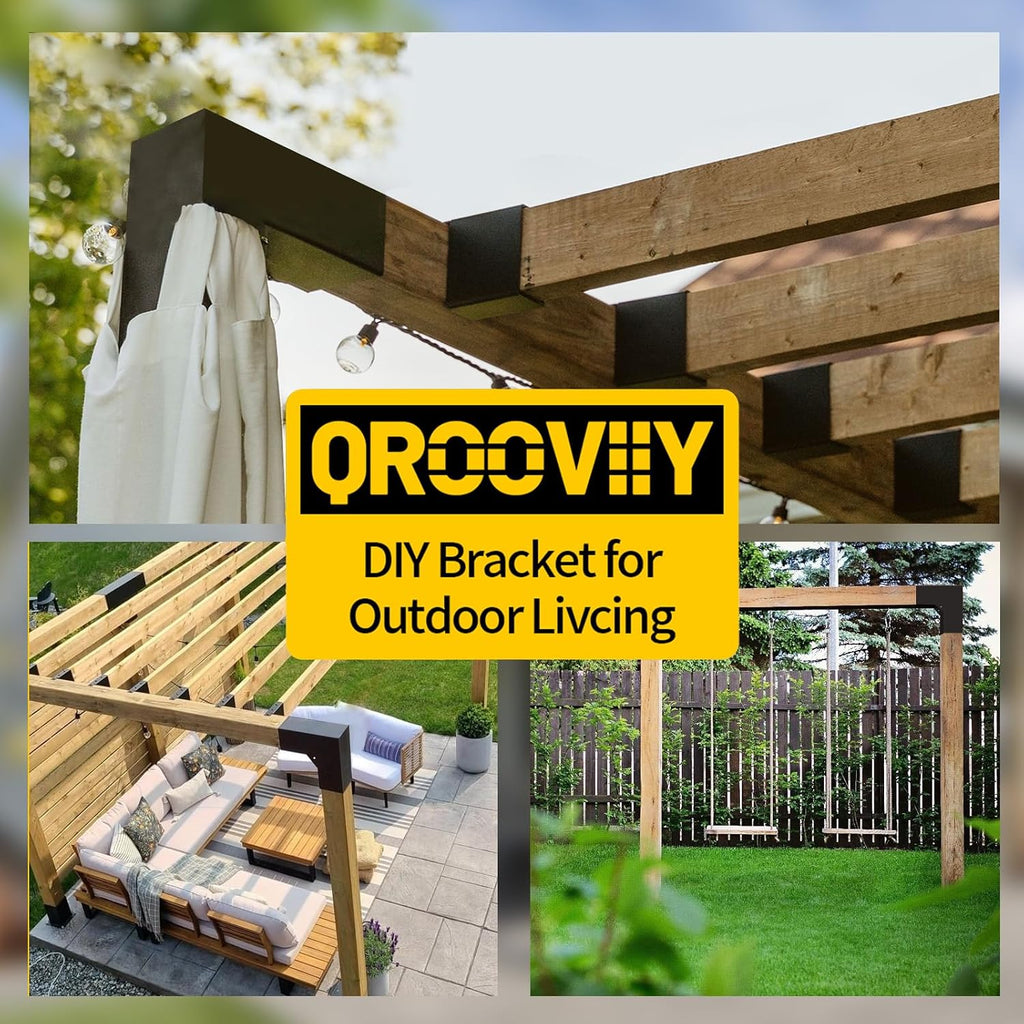 Pegola Bracket Kits,2-Way L-Shaped Woodwork Brackets for 4' x 4' (Actual:3.5'x3.5') Lumber,DIY Gazebo Brackets for Patio Pergolas, Gazebos, Log Cabin W/Hardware - 4Pack…