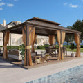 YOLENY 12' x 18' Hardtop Gazebo, Metal Gazebo with Aluminum Frame, Double Galvanized Steel Roof, Curtains and Netting Included, Metal Gazebos Pergolas for Patios, Garden, Parties, Lawns