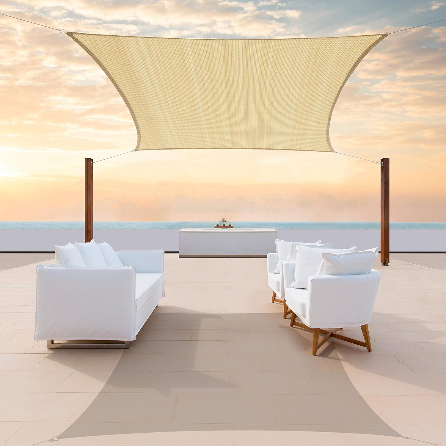 Colourtree TAPR1616 Custom Size 12' x 24' Beige Sun Shade Sail Canopy UV Block UPF50 Rectangle - Commercial Standard Heavy Duty - 190 GSM - 3 Years Warranty