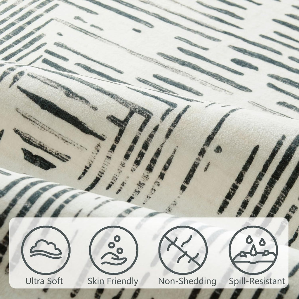 BLISSA 8x10 Area Rugs for Living Room - Soft Large Washable Geometric Black White Lines Modern Abstract Rug for Bedroom Striped Contemporary Carpet for Nursery Dining Room Home Office Decor