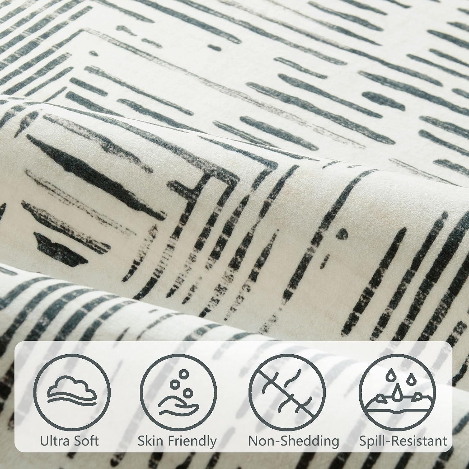 BLISSA 8x10 Area Rugs for Living Room - Soft Large Washable Geometric Black White Lines Modern Abstract Rug for Bedroom Striped Contemporary Carpet for Nursery Dining Room Home Office Decor