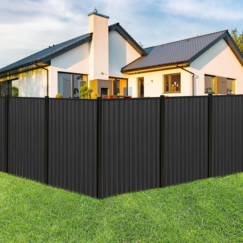 Metal Roof Panels 50.78X16.77 in 12 PCS Galvanized Steel Corrugated Tin Roofing Panels Gazebo Top Cover Garages,Black