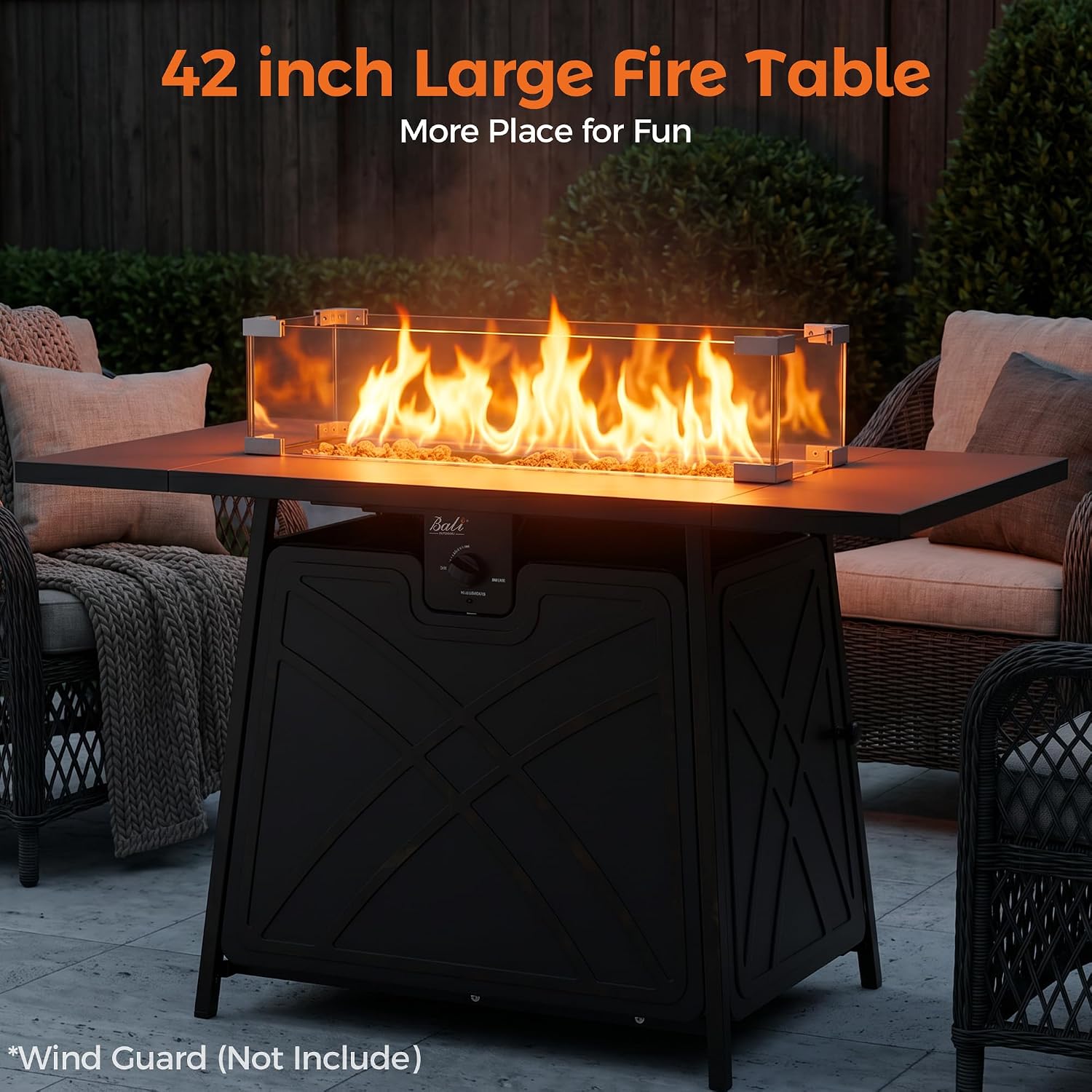 BALI OUTDOORS Propane Fire Pit Patio Outdoor Fire Pit Table Large Firepits for Outside Black