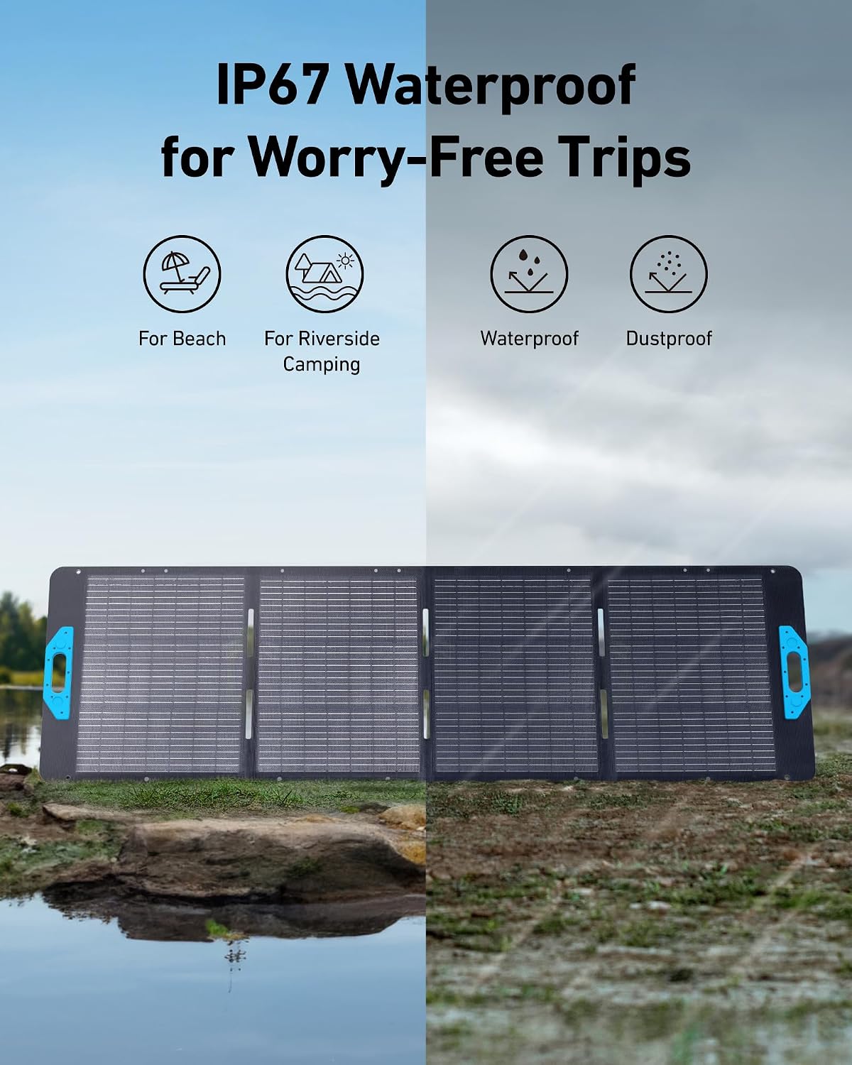 Anker SOLIX PS200 Solar Panel with Adjustable Kickstand, 200W Foldable Portable Solar Charger, IP67 Waterproof, 23% Higher Energy Conversion Efficiency, for Camping, RVs, and Blackouts (Pack of 2)