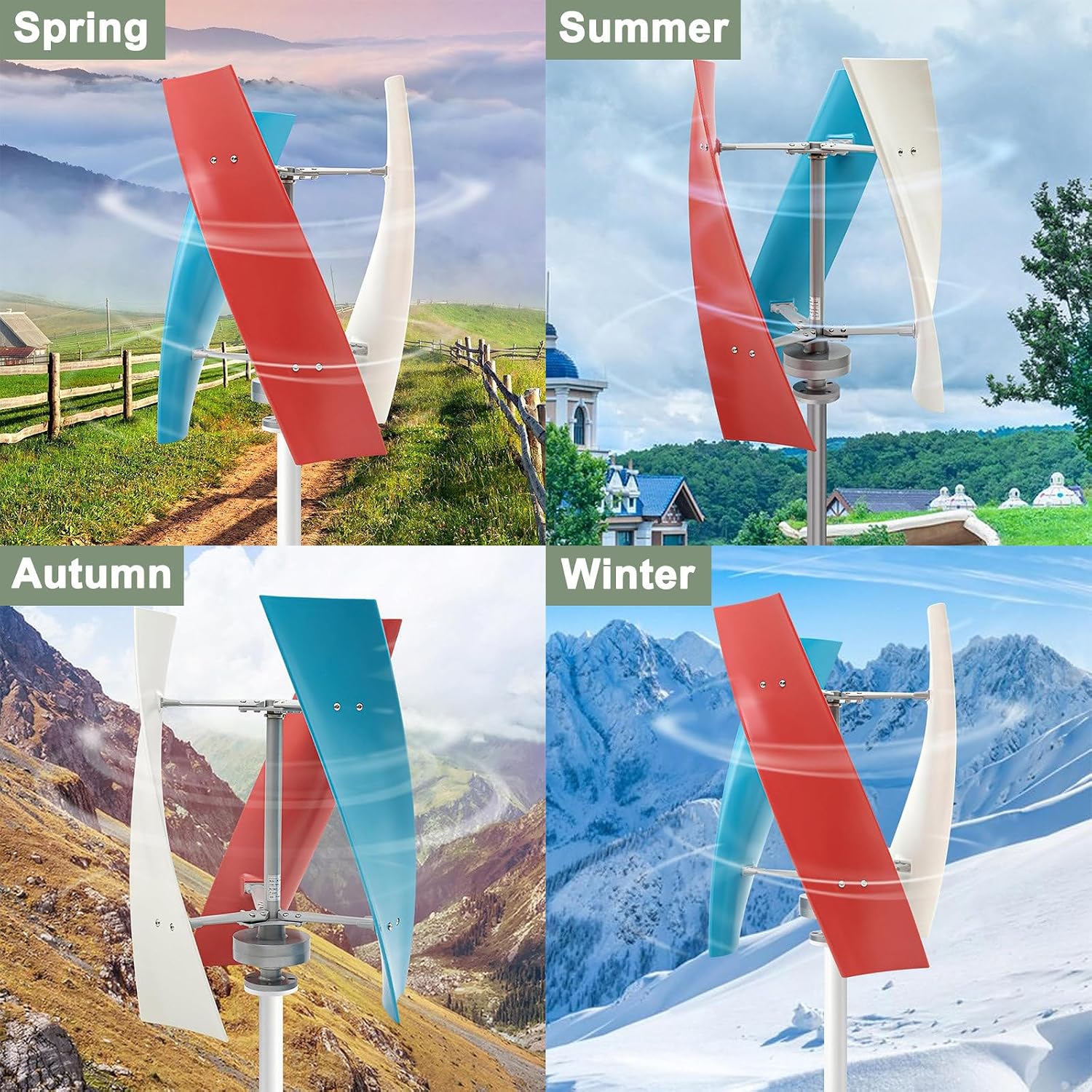 Wind Turbine Generator Kit, 400W 12V Wind Generator for Home Use with Controller, Vertical Axis Wind Turbine for Marine RV Home,24V