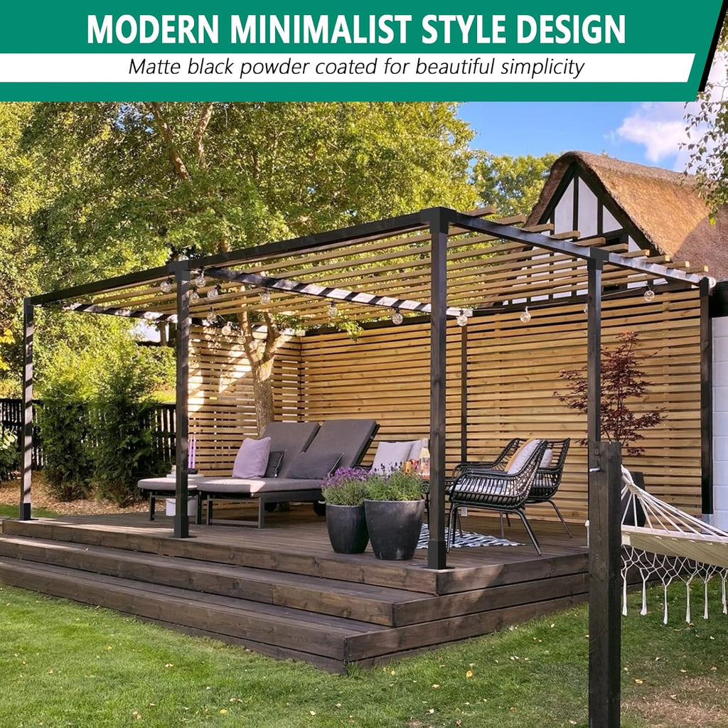 Pergola Bracket kit,3-Way & 4-Way Right Corner Angle Woodwork Bracket for 4' x 4' (Actual: 3.5' x3.5'') Wood Beam for Outdoor Gazebos,Patio Pergolas,Log Cabins - 6Pack