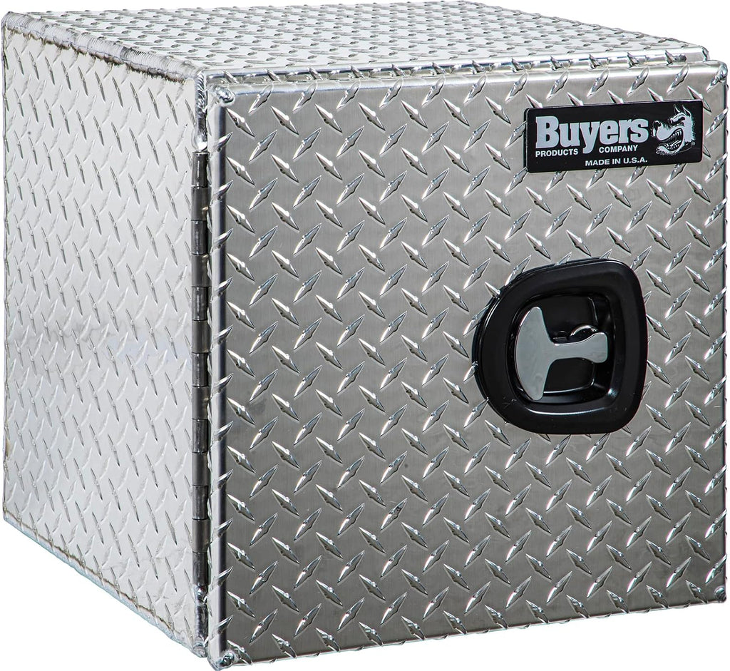 Buyers Products 1702225 Underbody Truck Tool Box with Barn Doors, 24x24x24 Inch, Diamond Tread Aluminum, Made in USA, Compression Latch, Weather Resistant, Toolbox for Flatbeds, Trailers & Work Trucks