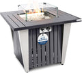 SereneLife Propane Fire Pit Table 50,000 BTU with Sturdy Metal Frame, Stainless Steel Fire Pan, Decorative Glass Rocks, Weather Cover, CSA Certified for Patio, Backyard, or Garden Use