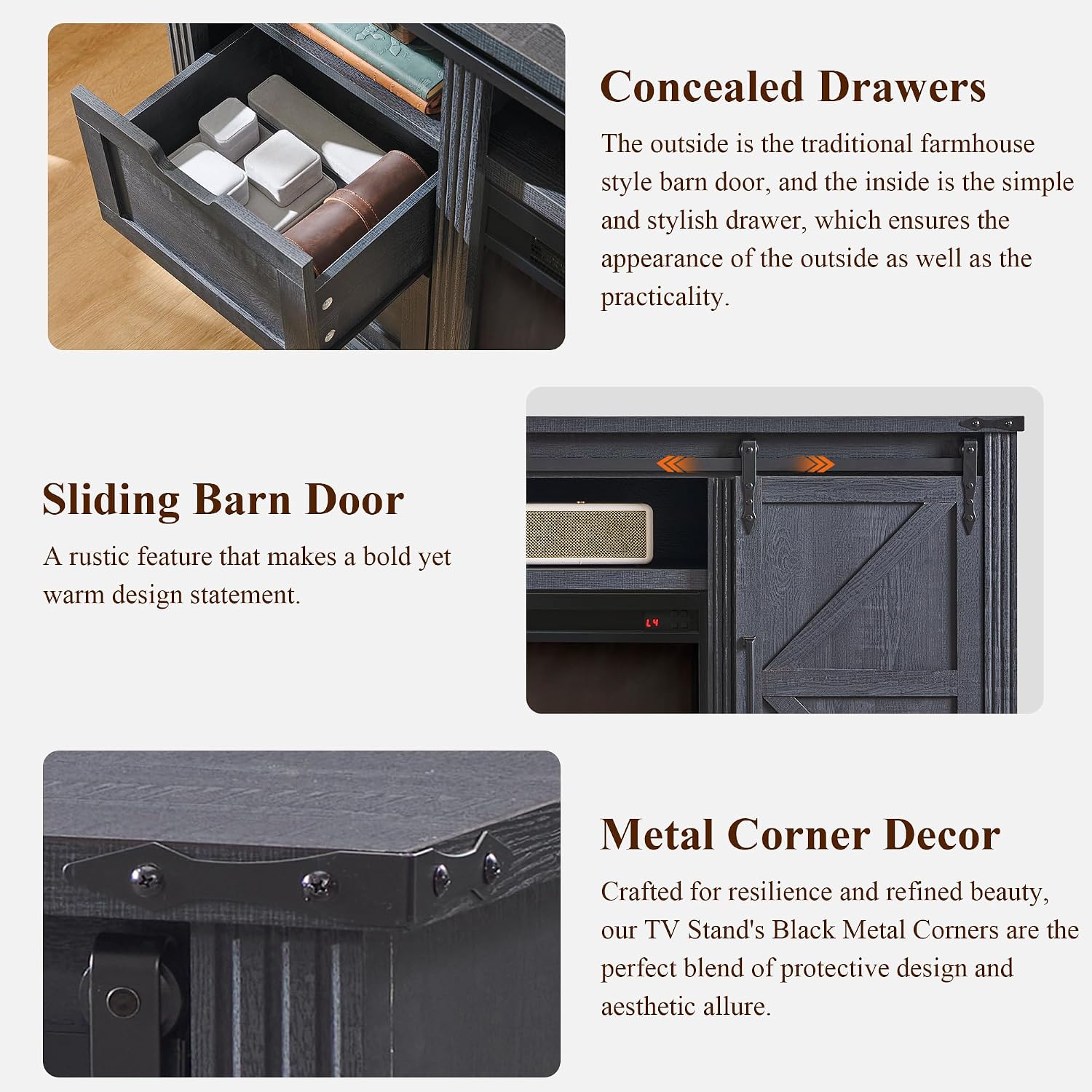 JXQTLINGMU Farmhouse TV Stand for 75+ Inch TV, 32' Tall Entertainment Center w/4 Drawers & Sliding Barn Door, Rustic Media Console w/Storage Shelves, 66' Wood Television Stand for Living Room, Black