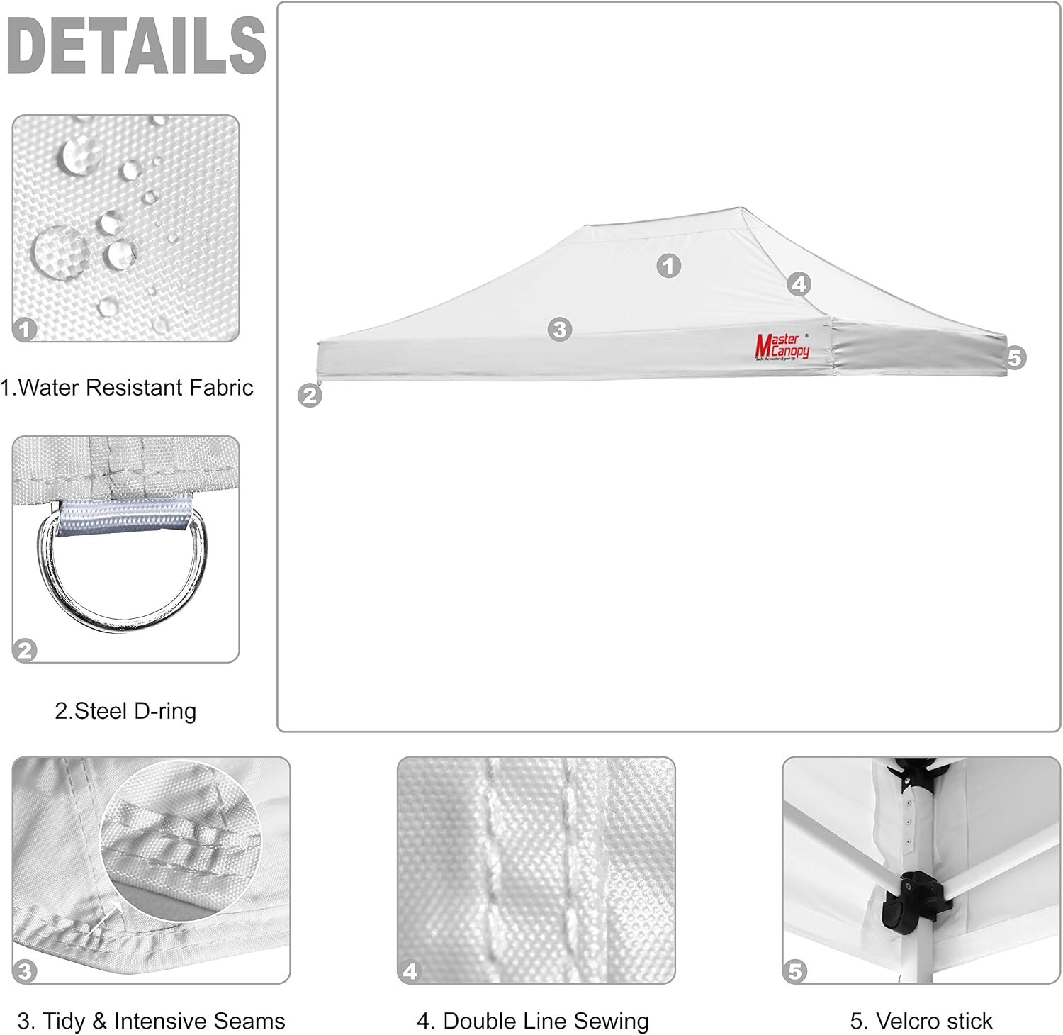 MASTERCANOPY Replacement Pop Up Canopy Top (10x15, White)