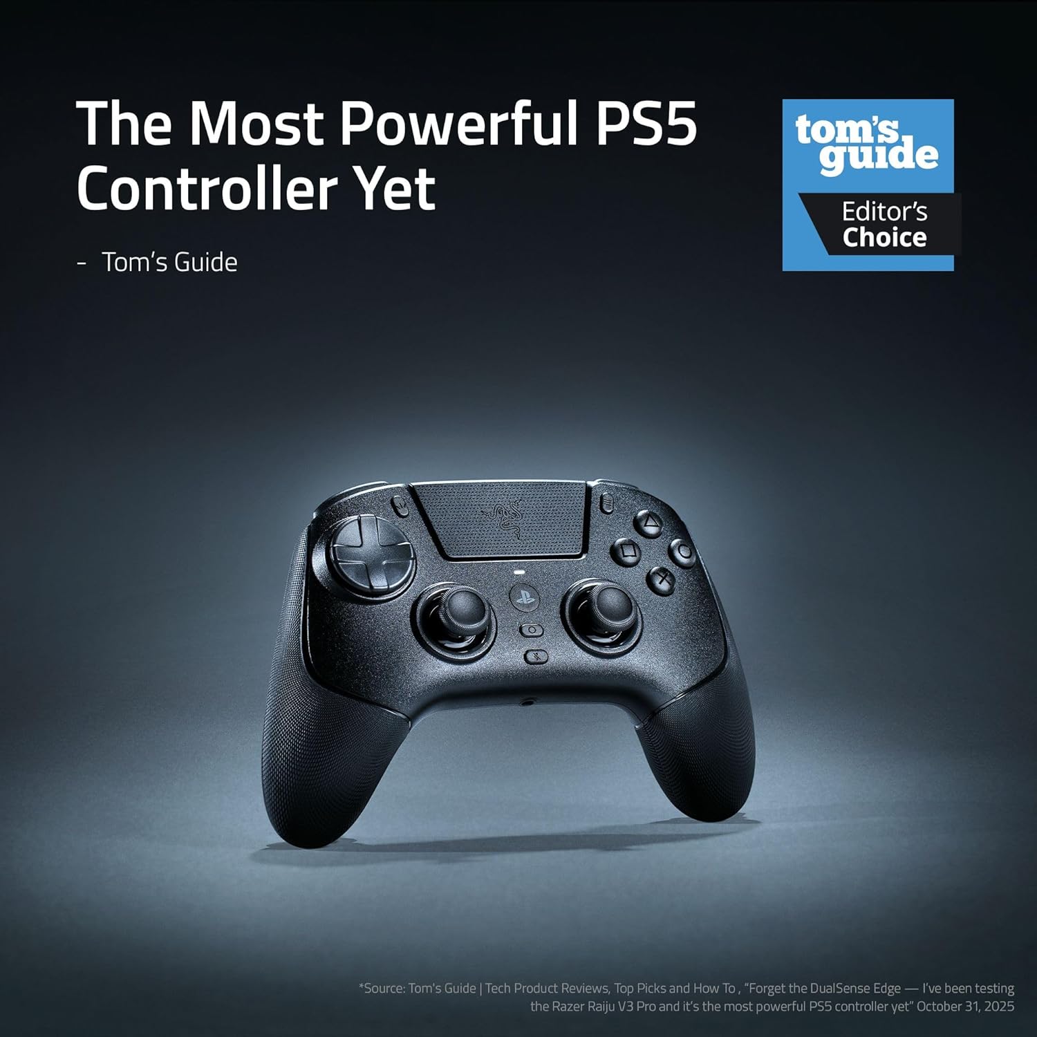 Razer Raiju V3 Pro Wireless Esports Controller – Officially Licensed for PlayStation, Lag-free Esports Grade Performance, 6 Remappable Buttons, TMR Thumbsticks, Fast Triggers, for PS5 & PC – Black