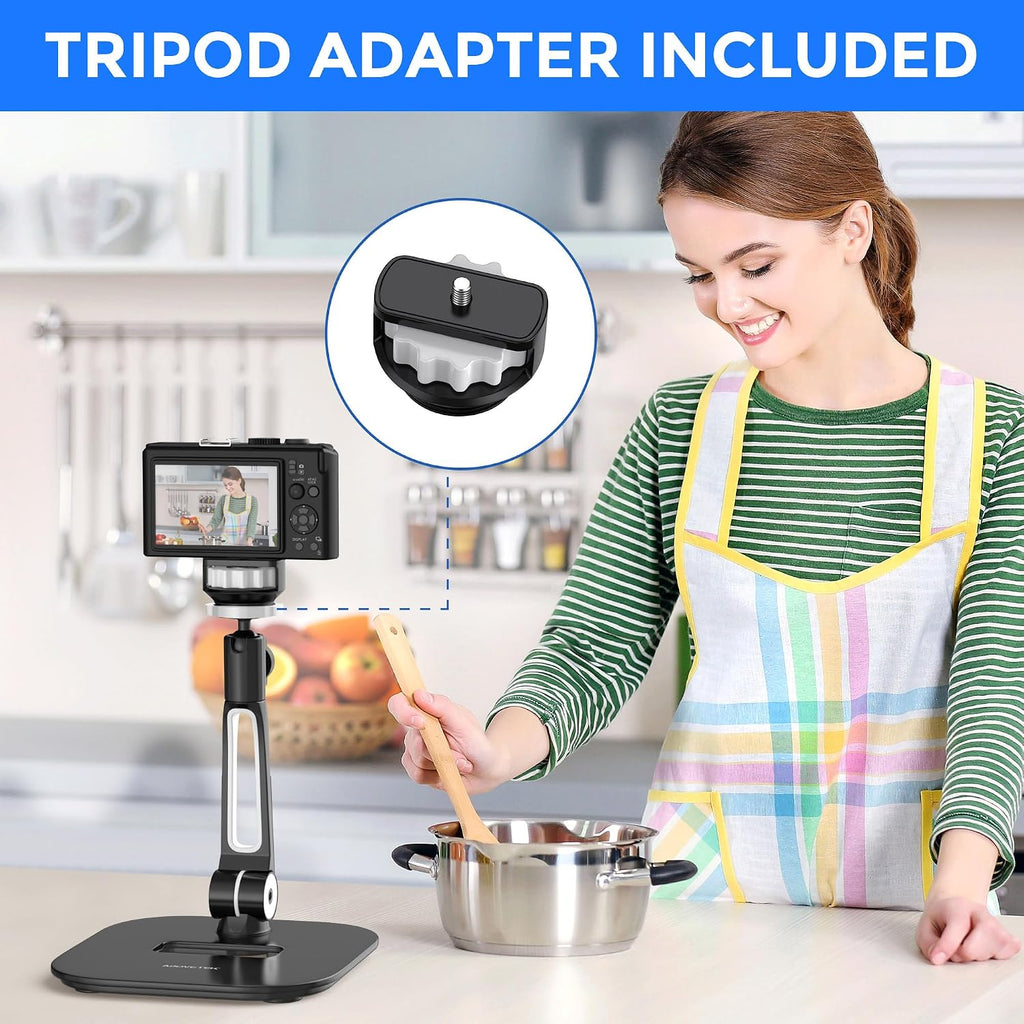 AboveTEK Tablet Stand Holder, Stylish Aluminum iPad Stands, Foldable 360° Swivel Table Stand Holder fits 4-11' Tablets/Smartphones for Kitchen Bedside Office POS Showroom Reception (Black) (Pack of 3)