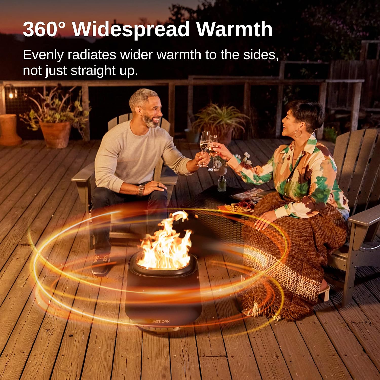 EAST OAK Camber Smokeless Fire Pit 17'', Stainless Steel Fire Pits for Outside Wood Burning Portable Small Fire Pit with Poker, Stand & Removable Ash Pan Bonfire Pit for Patio, Pitch Charcoal