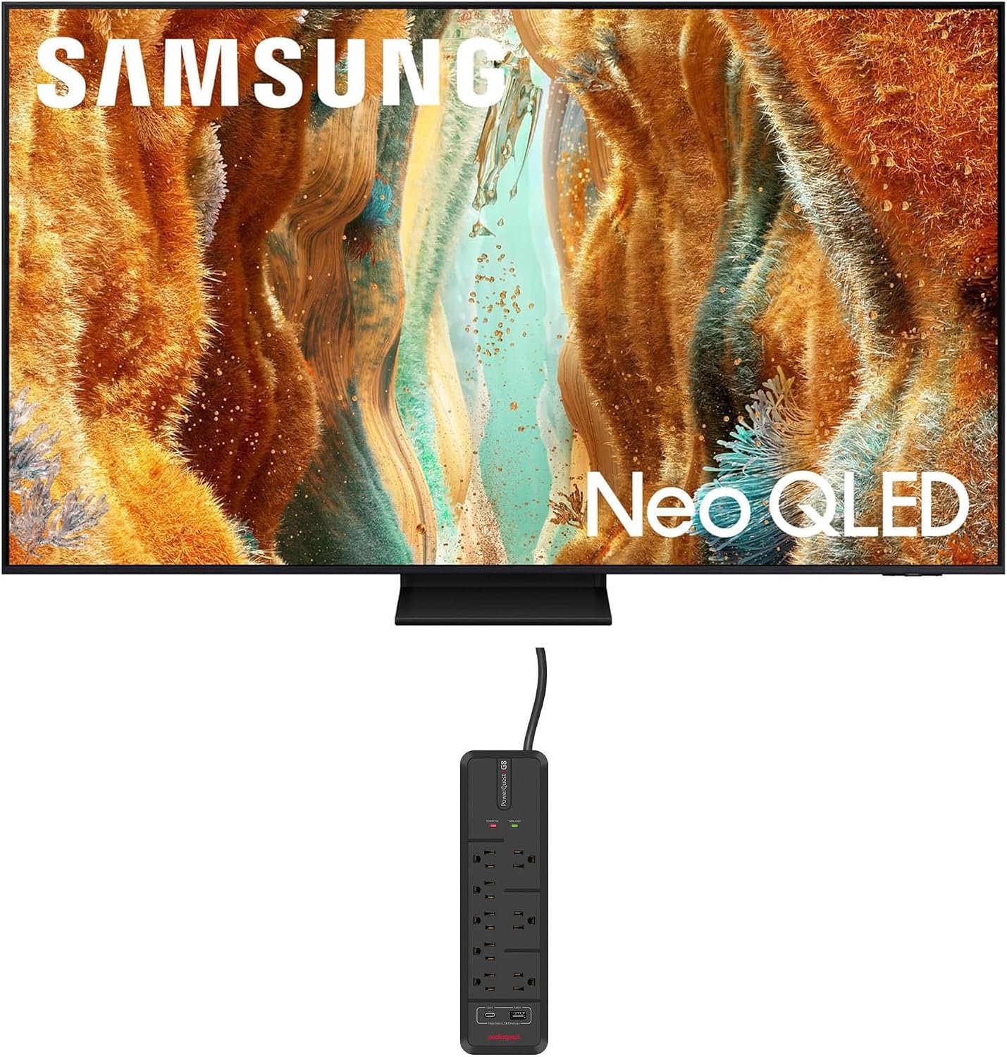 Samsung 85-Inch Class Neo QLED QN70F 4K Mini LED Smart TV NQ4 AI Gen2 Processor, Quantum Matrix Technology Slim Bundle with an AudioQuest G8 8-Outlet USB-A/USB-C AC Power Surge Protector (2025)