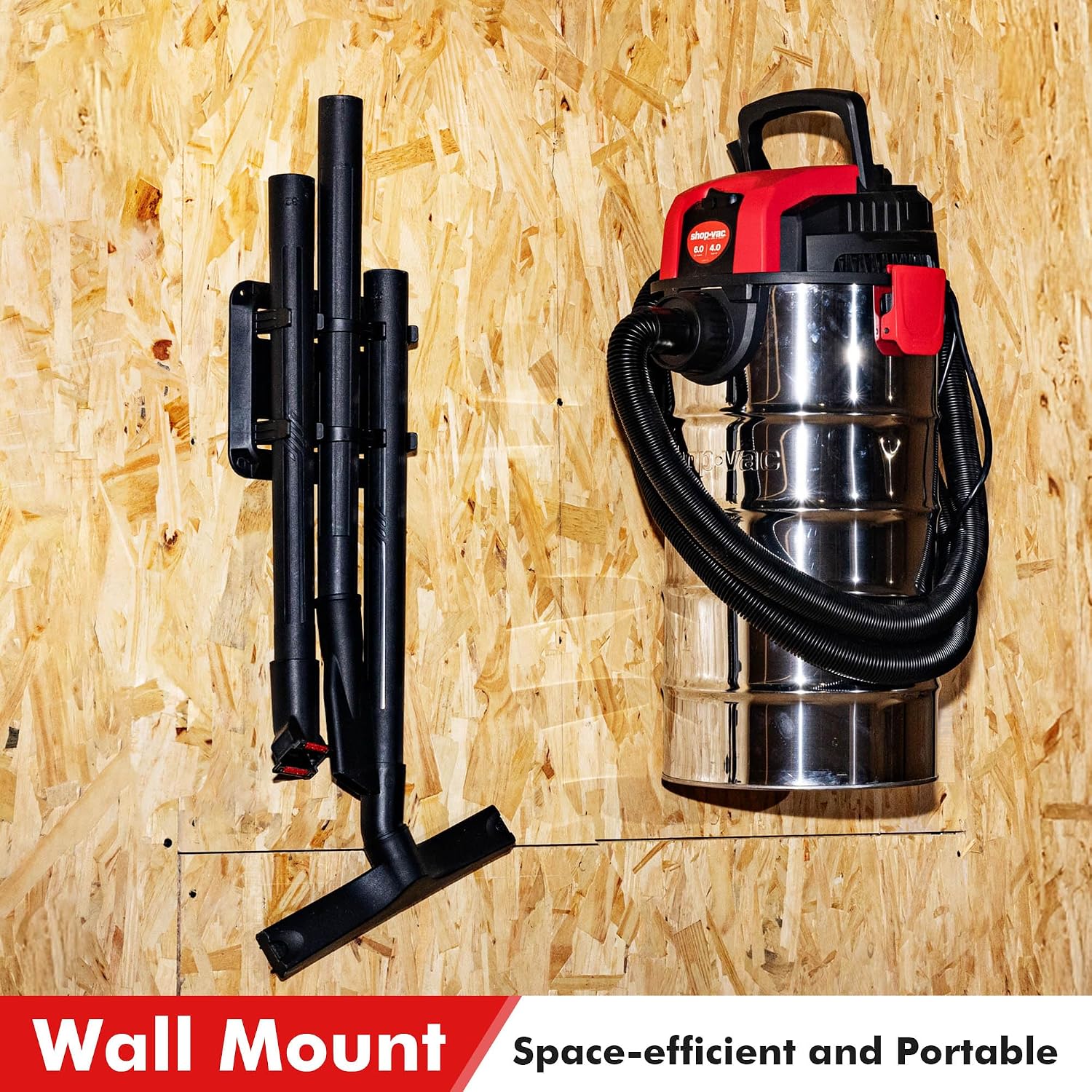Shop-Vac 6 Gallon 4.0 Peak HP Wet/Dry Vacuum, Wall Mountable Compact Shop Vacuum with Up to 20 ft Extra Long Hose & Accessories - Ideal for Jobsite, Garages, Car & Workshops