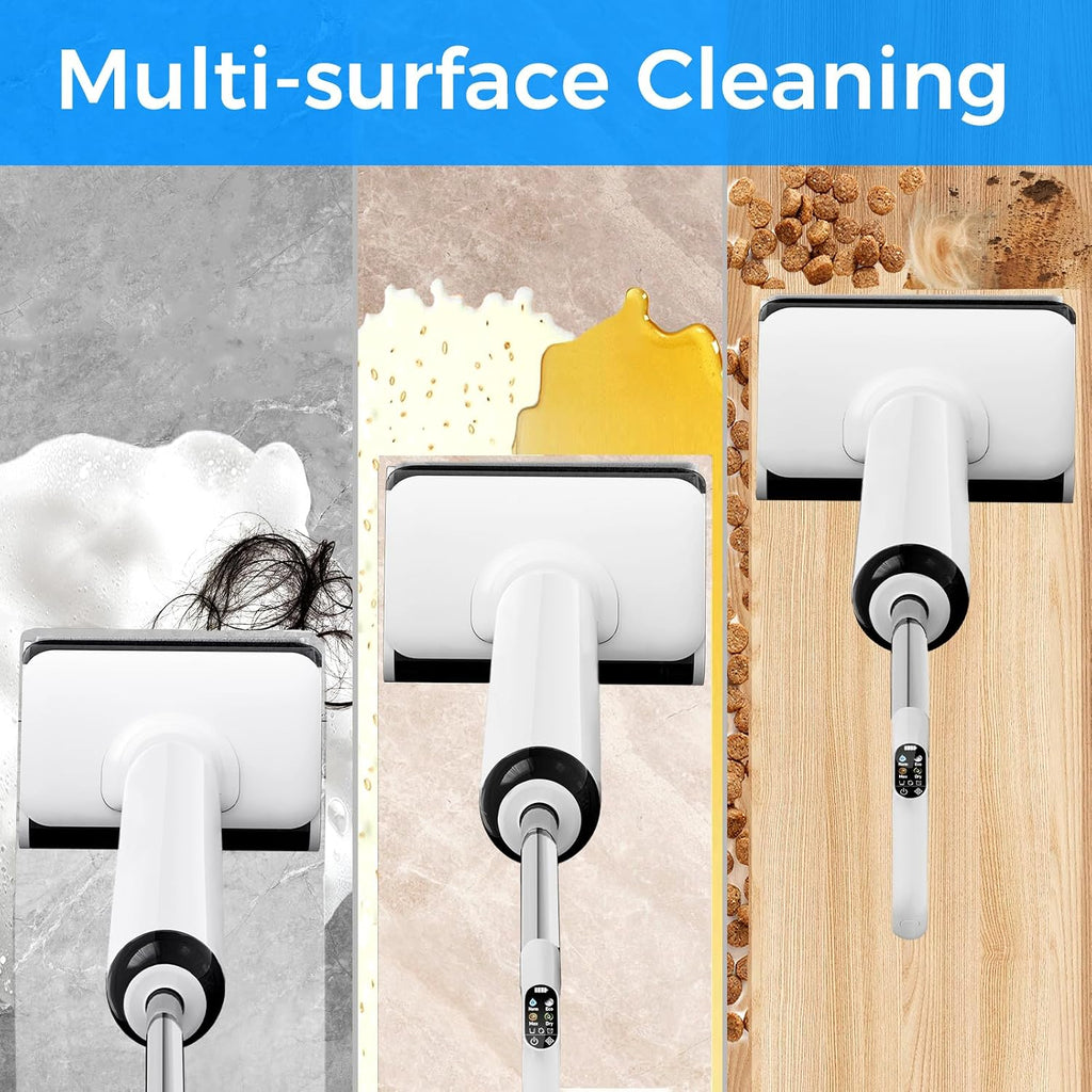 Wet Dry Vacuum Cleaner Cordless, 23KPa Vacuum Mop for Hard Floors, Up to 45 Min Runtime, 180° Lay-Flat Design with Hot Water Self-Cleaning & 185°F Hot Air Drying, Anti-Tangle Brush for Pet Hair