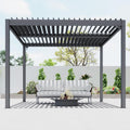 Domi 10x12FT Outdoor Louvered Pergola with Adjustable Roof, Alloy Rainproof Pergola for Backyard, Garden and Lawn,Gray